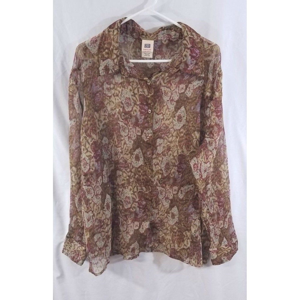 Faded Glory Womens Long Sleeve Button Shirt Sz 22W